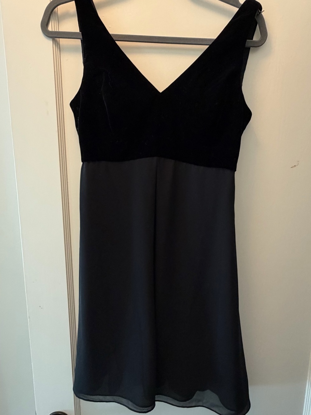 Ann Taylor black Velvet empire top with Chiffon skirt.